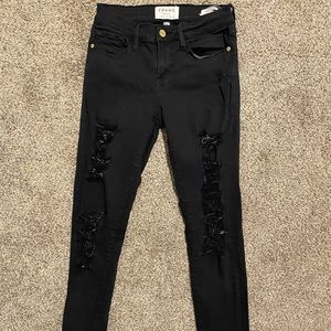 Women’s FRAME ripped black skinny leggings